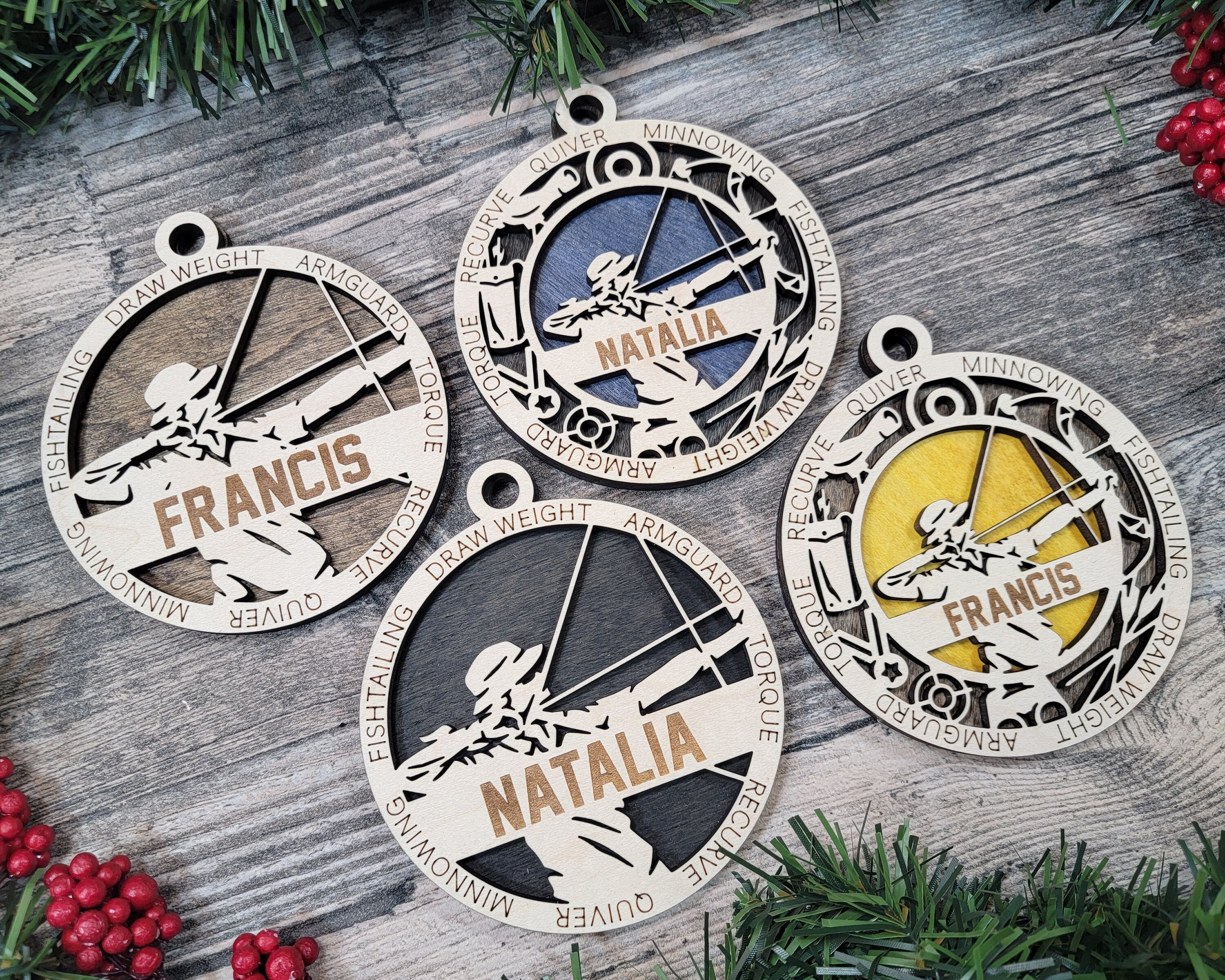 Archey Christmas ornaments.