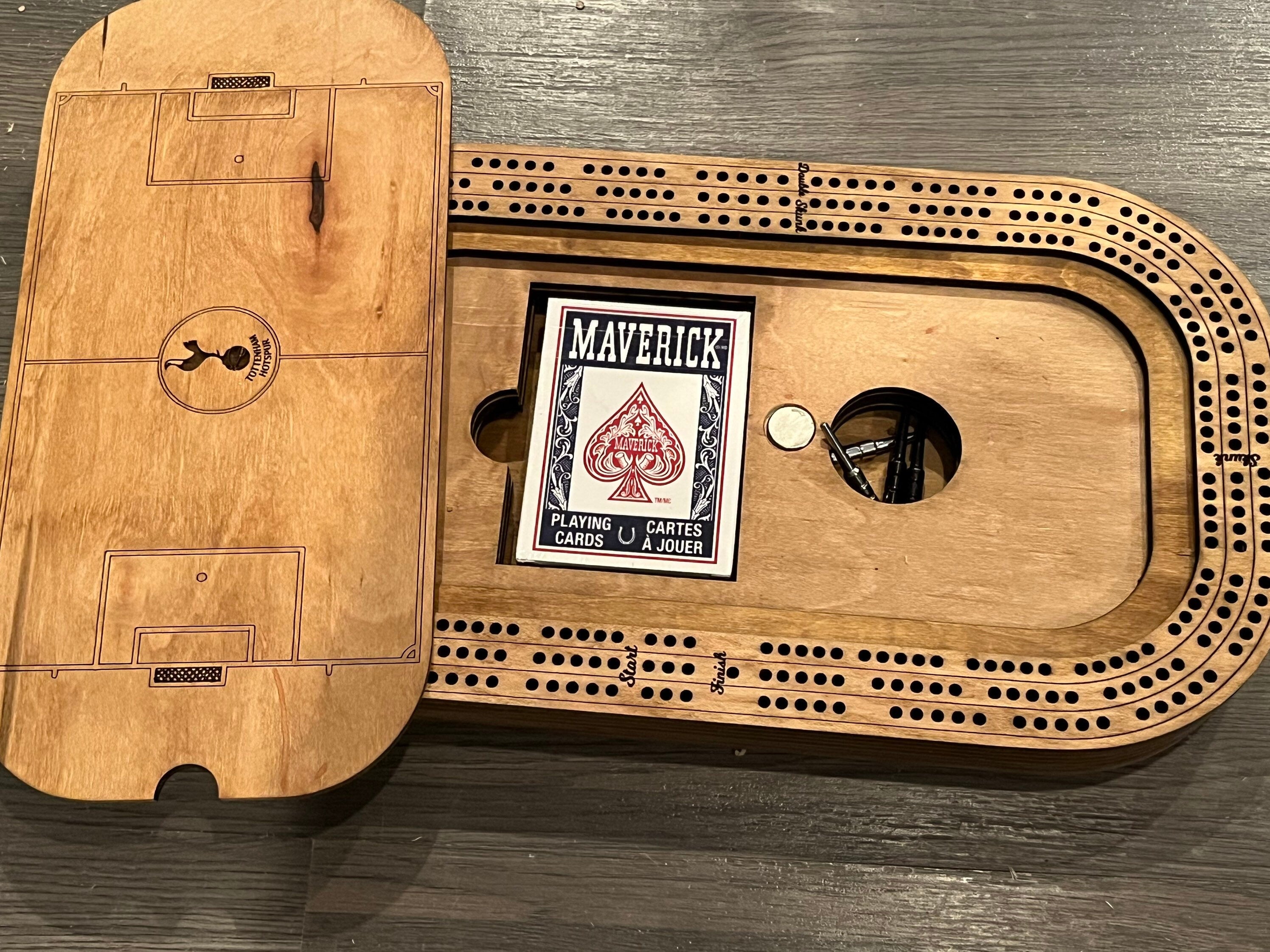 Cribbage board custom Lacrosse arena with any team logo.