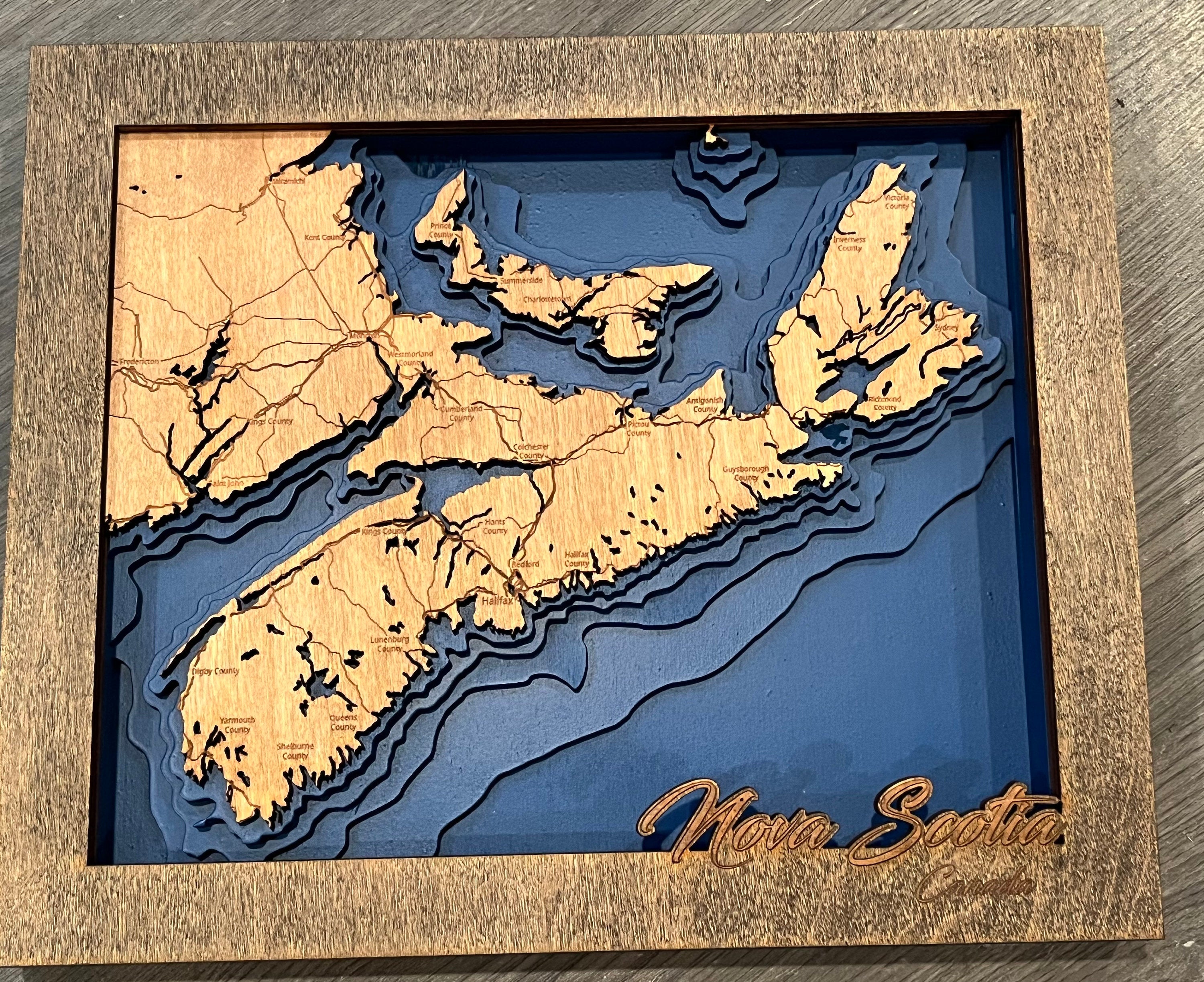 3d layered map of Nova Scotia