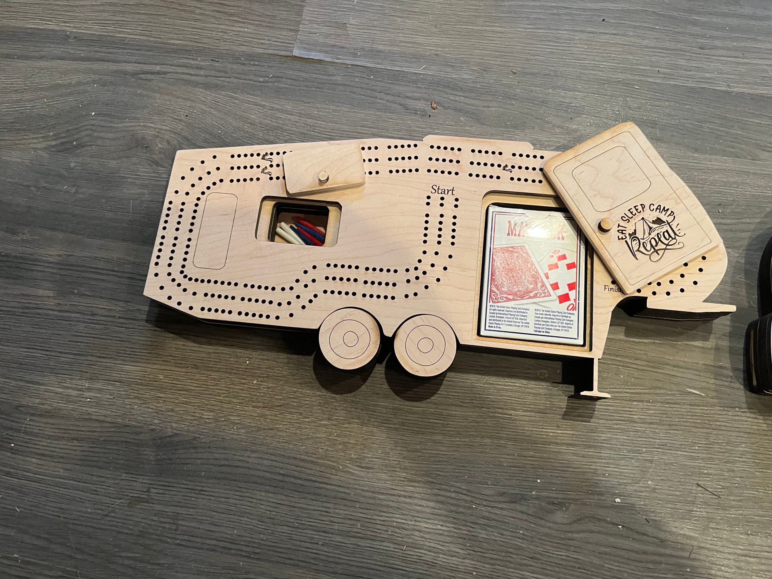 Cribbage board camper/camping theme