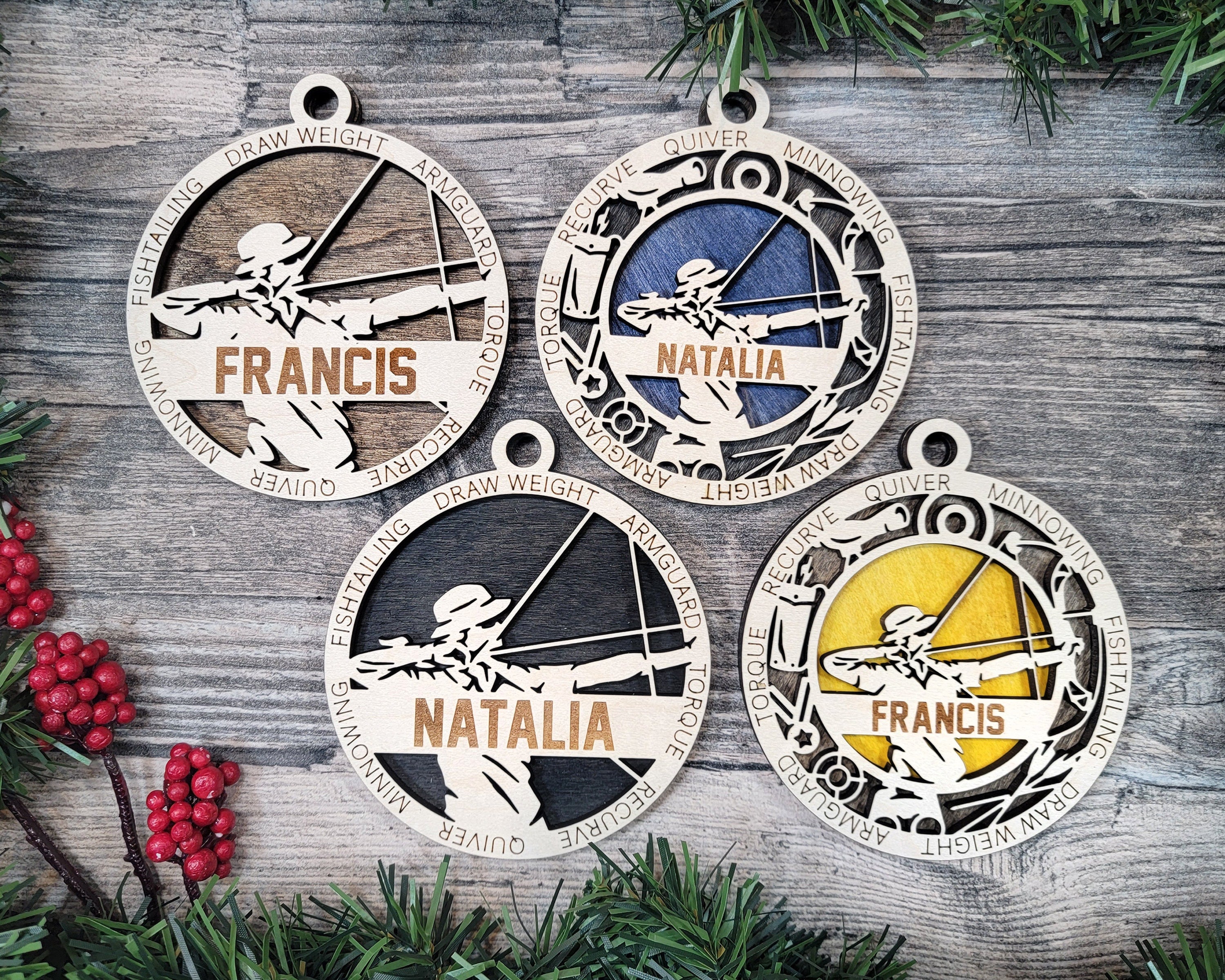 Archey Christmas ornaments.