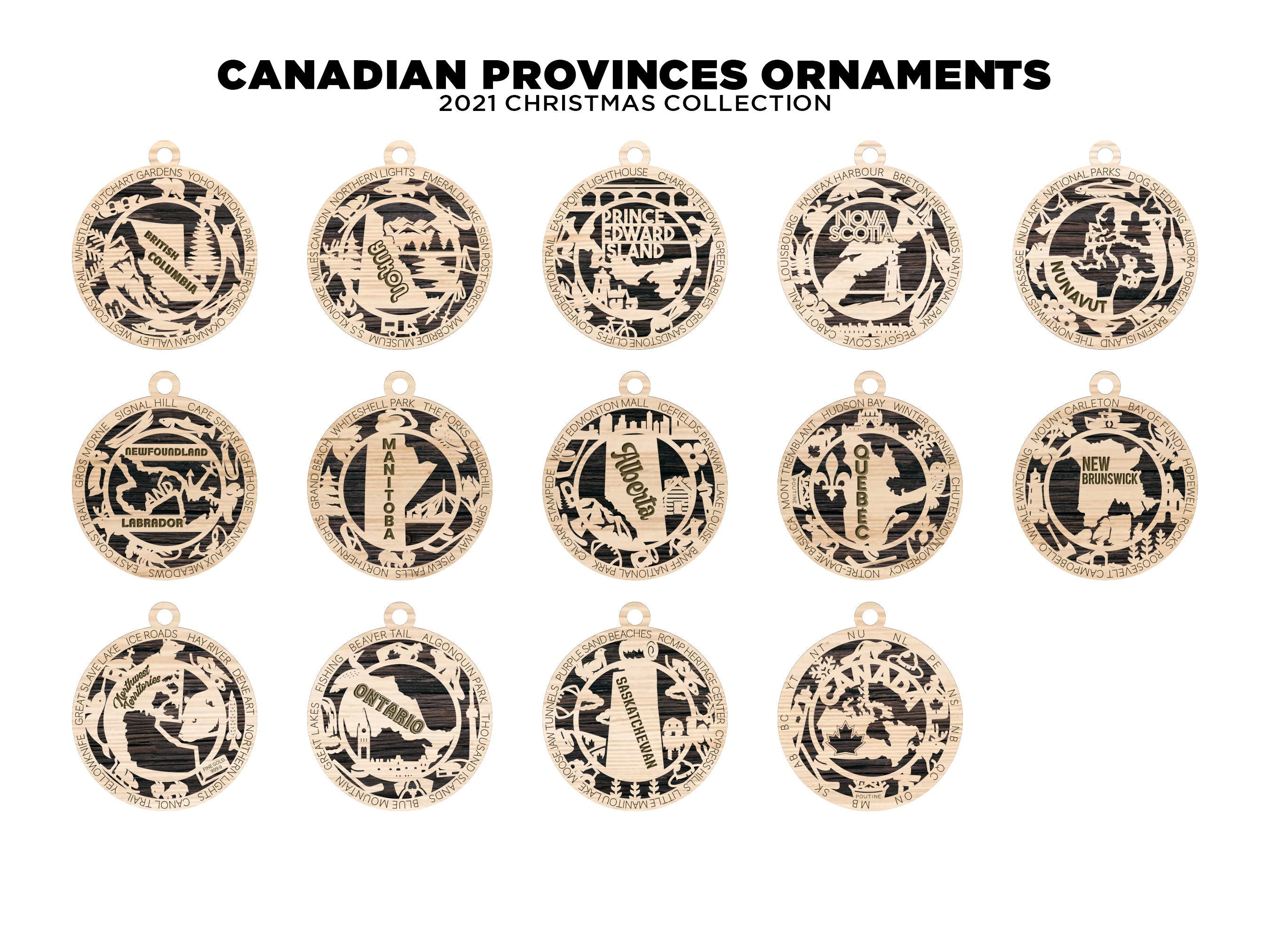 Canadian Provincial or territory Christmas tree ornaments