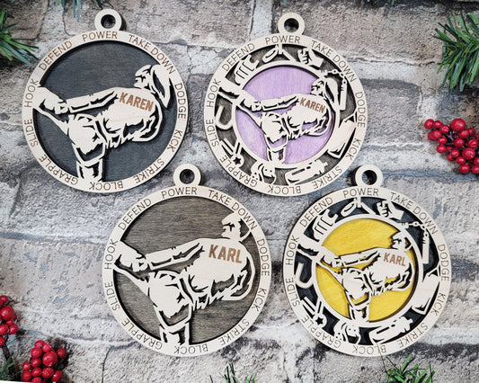Martial arts Christmas ornaments.