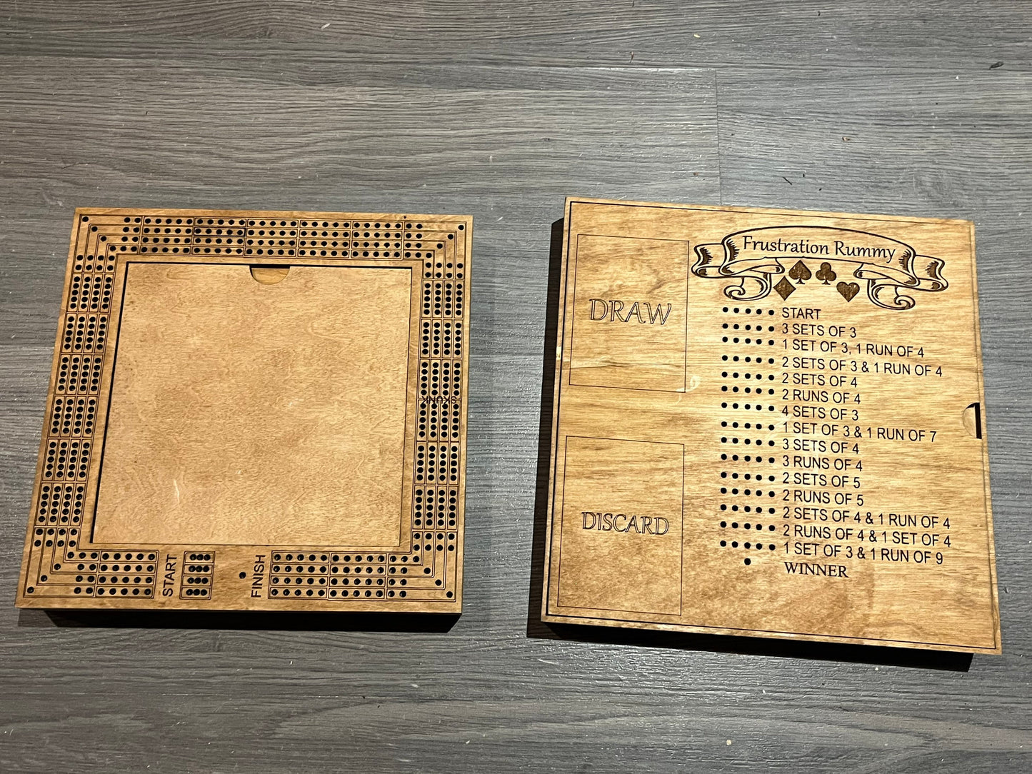 Cribbage, dice baseball and frustration rummy combo
