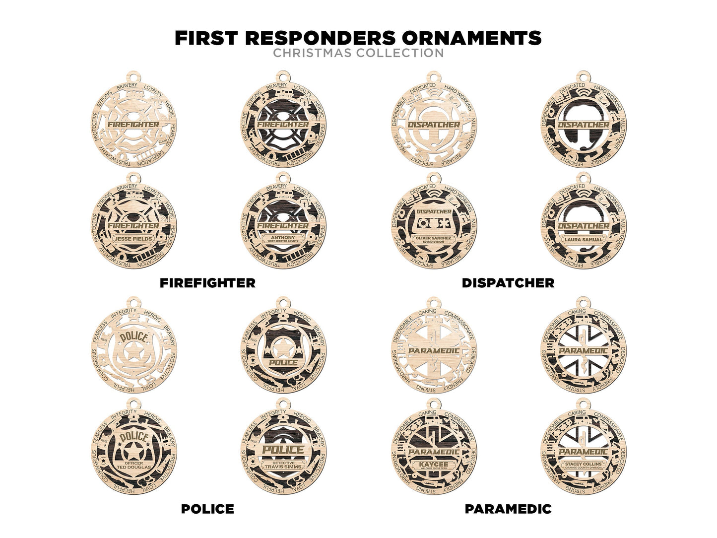 First responders and emergency staff ornaments