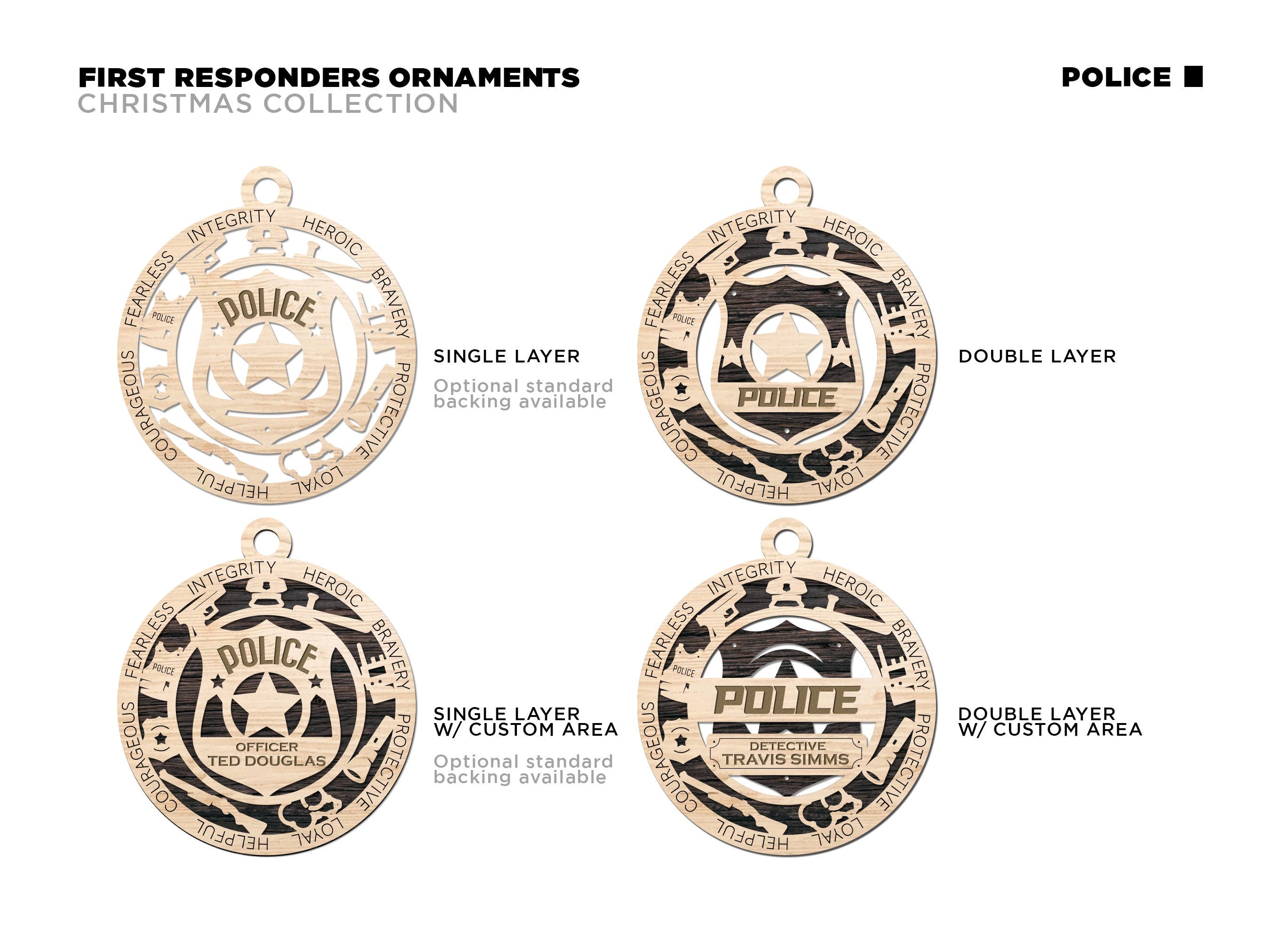 Police officer Christmas ornaments