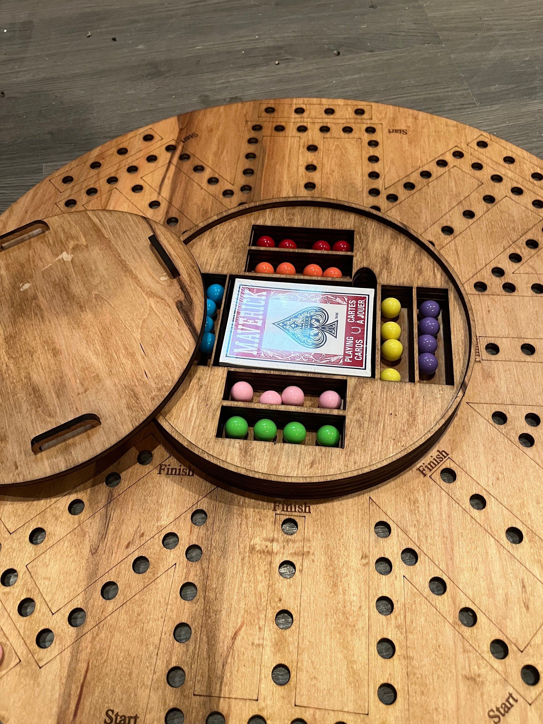 Tock/Aggravation game 8 player with storage with personalization