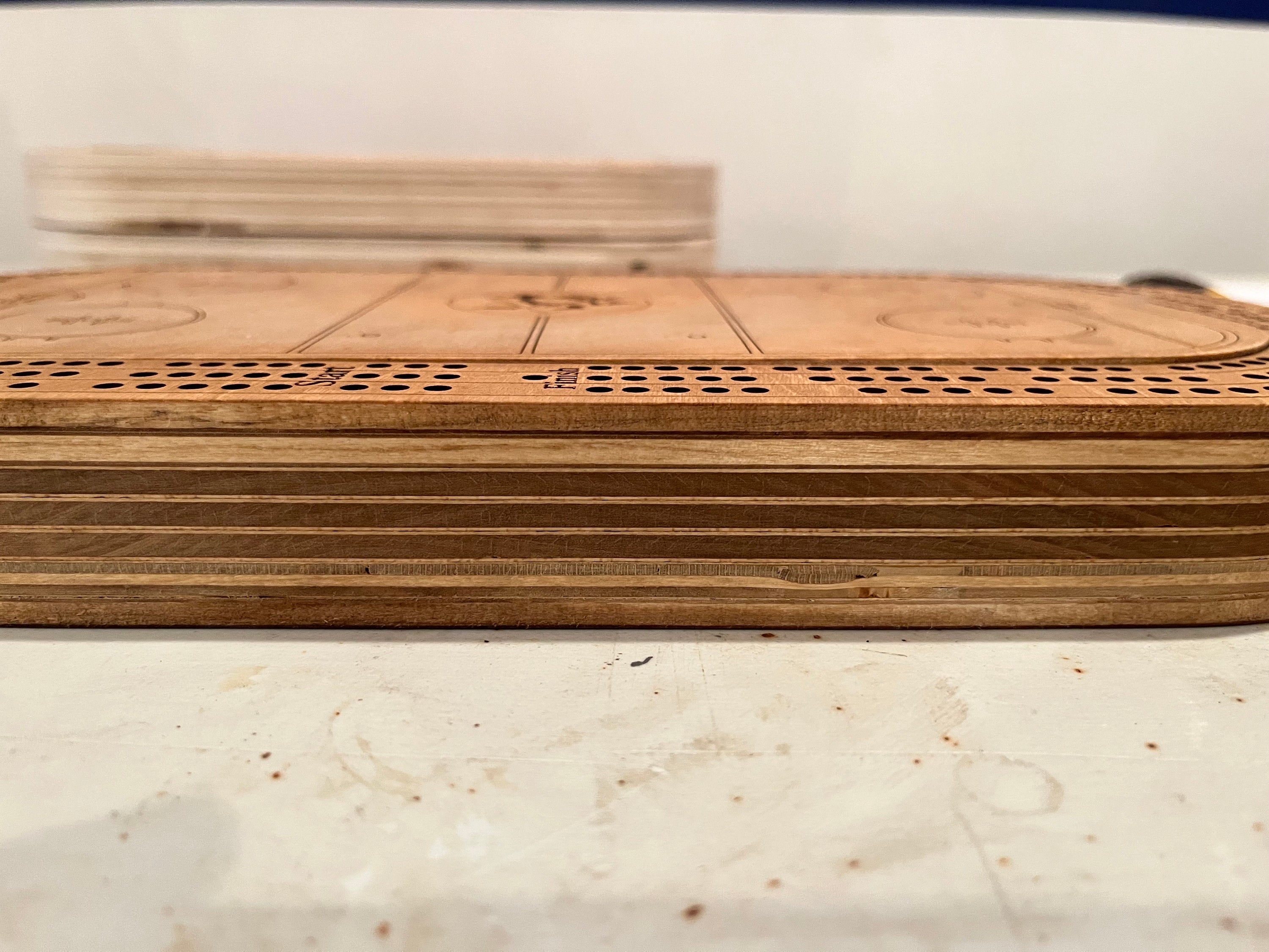 Cribbage board custom Lacrosse arena with any team logo.