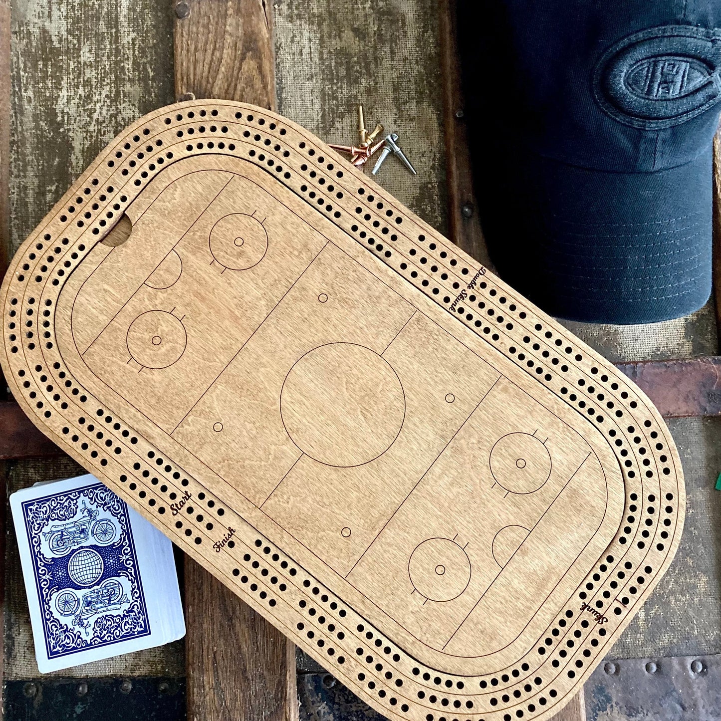 Hockey Cribbage board  Hockey arena with any team