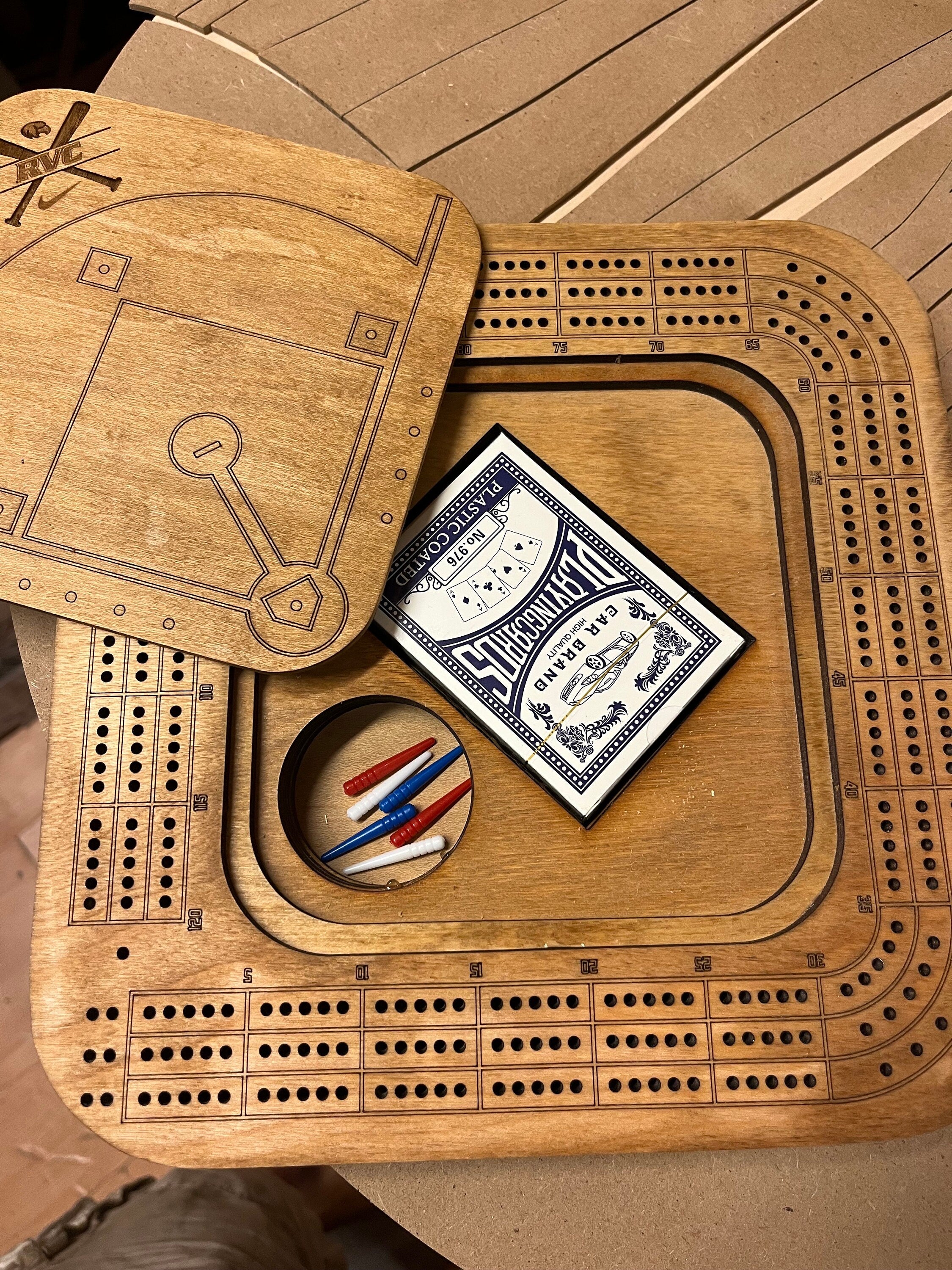 Baseball Cribbage board Custom made Baseball stadium with any team