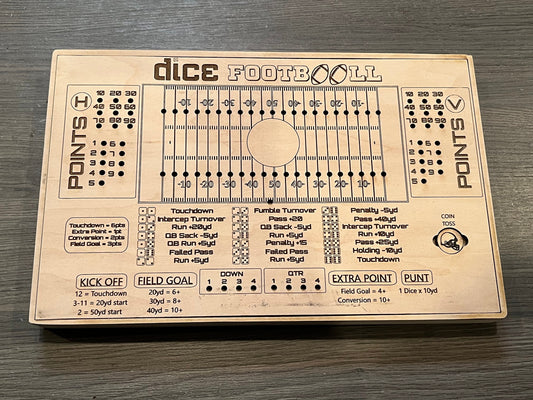 Dice football game with storage