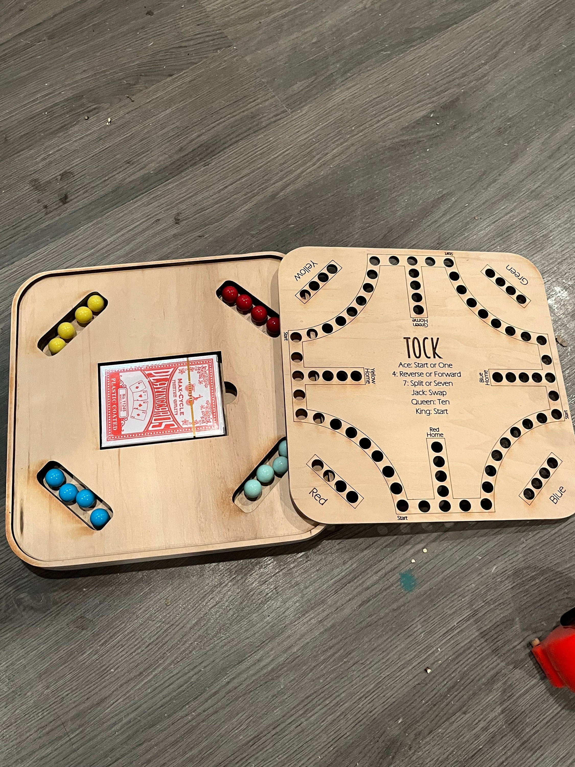 Tock/Aggravation game with storage