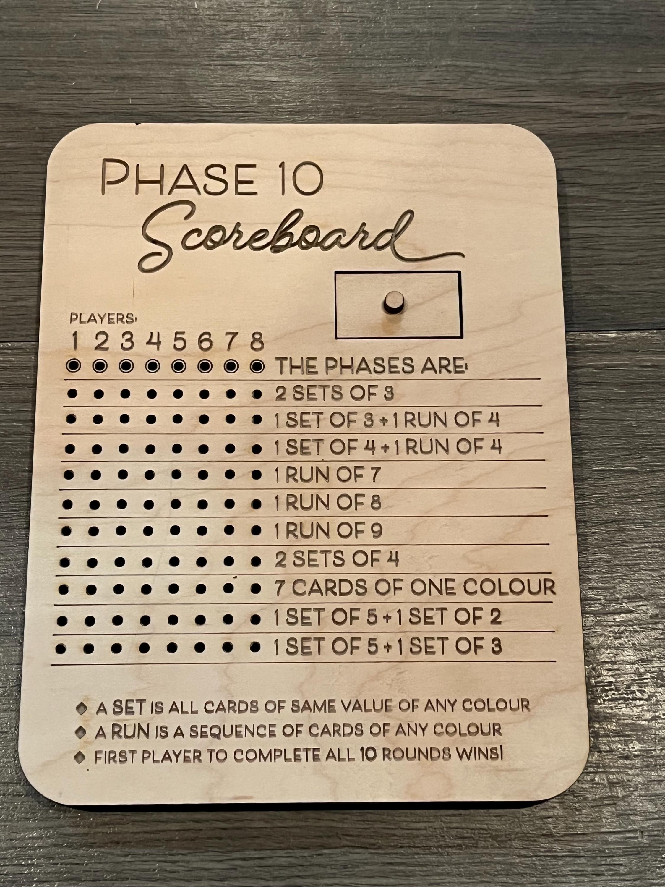 phase 10 game board